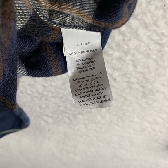 Alpine Design Flannel Shirt Men's Small Navy Blue Plaid Cotton Button-Up 7038 - Picture 7 of 8